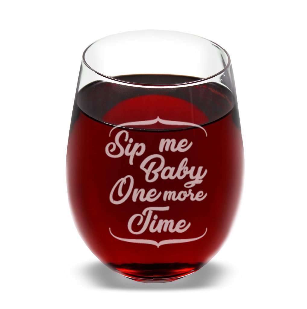 Sip Me Baby One More Time Funny Novelty Wine Glass With Coaster Great Present For Girlfriend Wife Mom On Birthday Mothers Day 17 Oz Stemless With Gift Box The Mediaholics